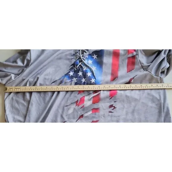 Men's Plus Size Patriotic Hoodie with American Flag Print Pullover‎ 5XLGray - Picture 3 of 7